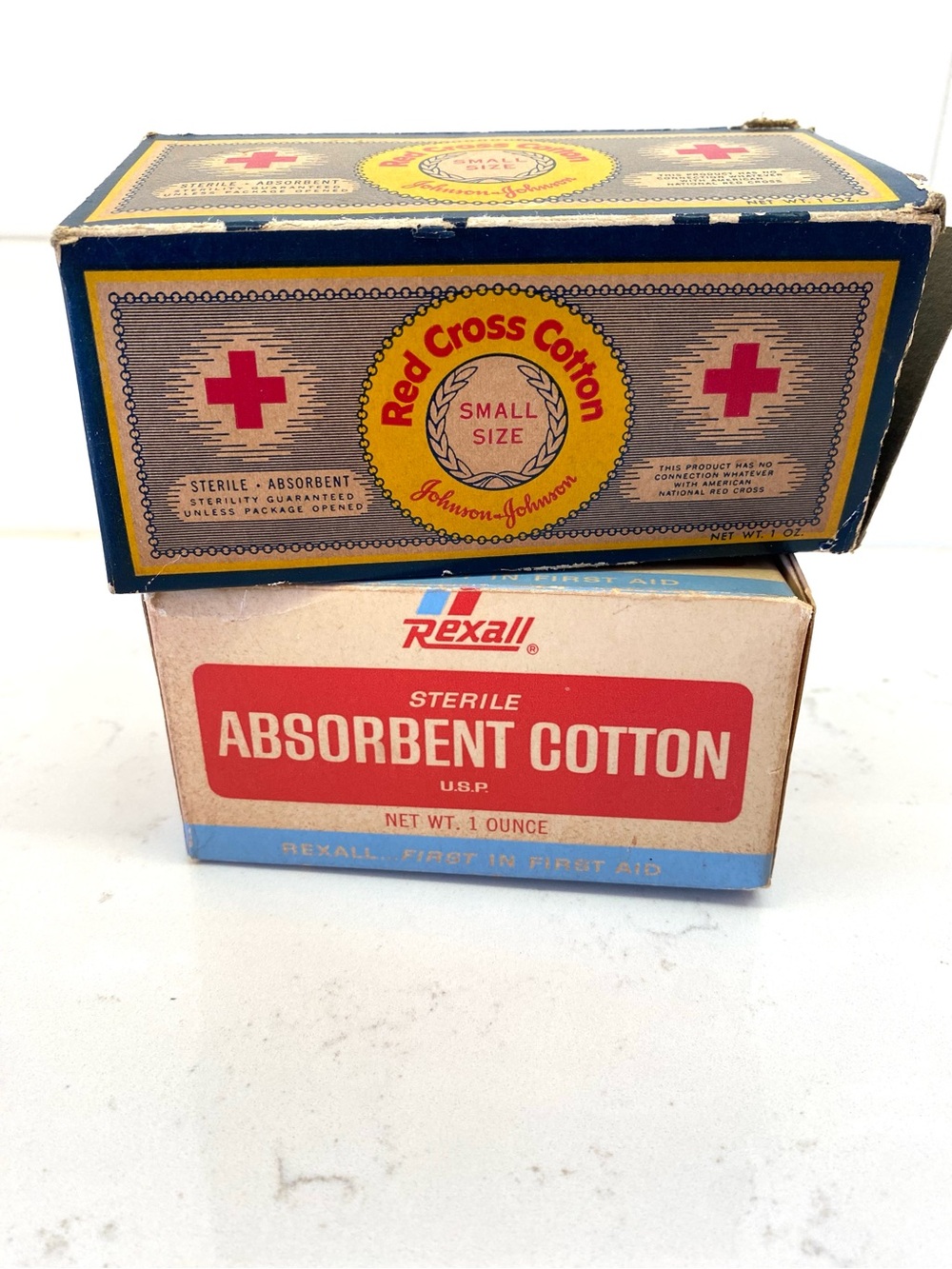 Vintage Johnson & Johnson Red Cross Rexall Cotton Boxes Pharmacy Medical Lot